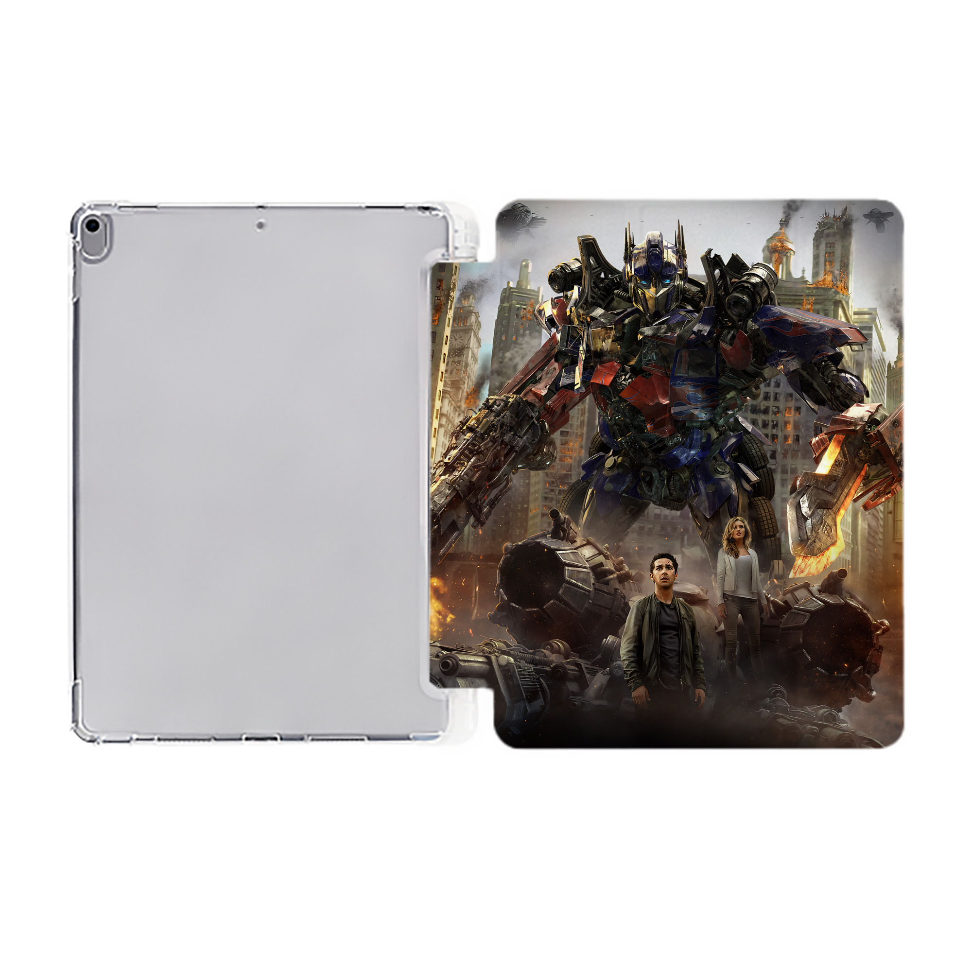 （画像用） Transformers トランスフォーマー IPad ケース ペン収納付き 三つ折りスタンド PUレザー×シリコン 対応機種9.5/10.5/10.9インチ